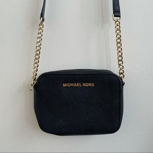 Michael Kors Crossbody - Black Leather Gold Hardware